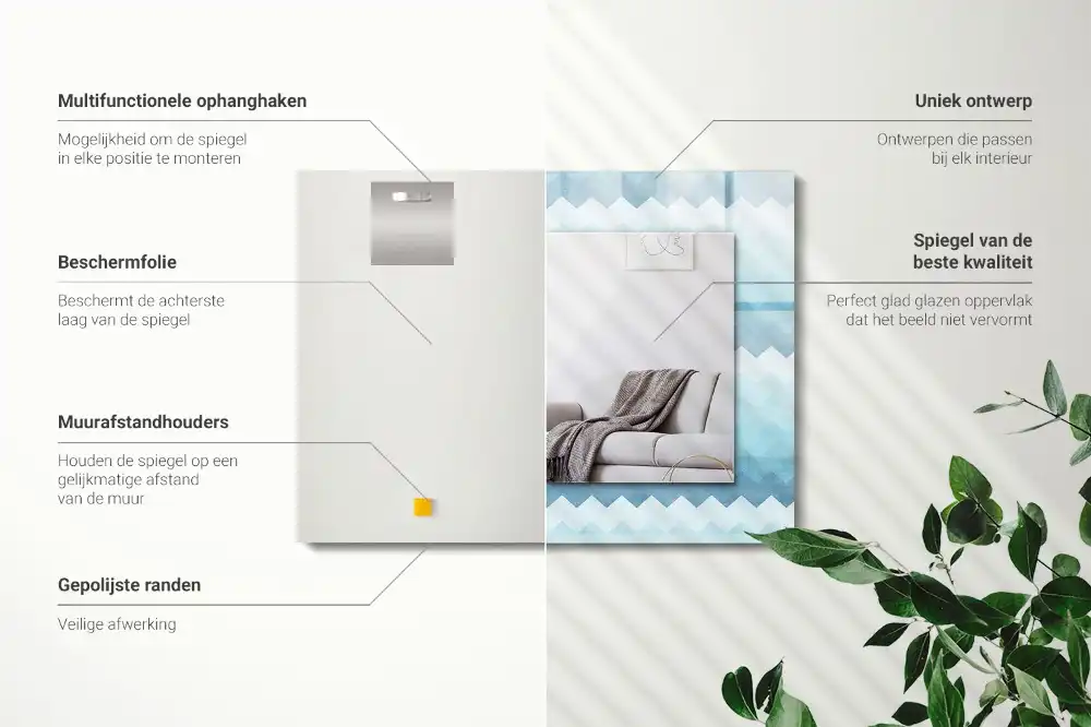 Specchio rettangolare stampato Motivo a gradiente a zigzag