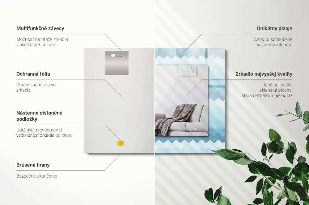 Specchio rettangolare stampato Motivo a gradiente a zigzag