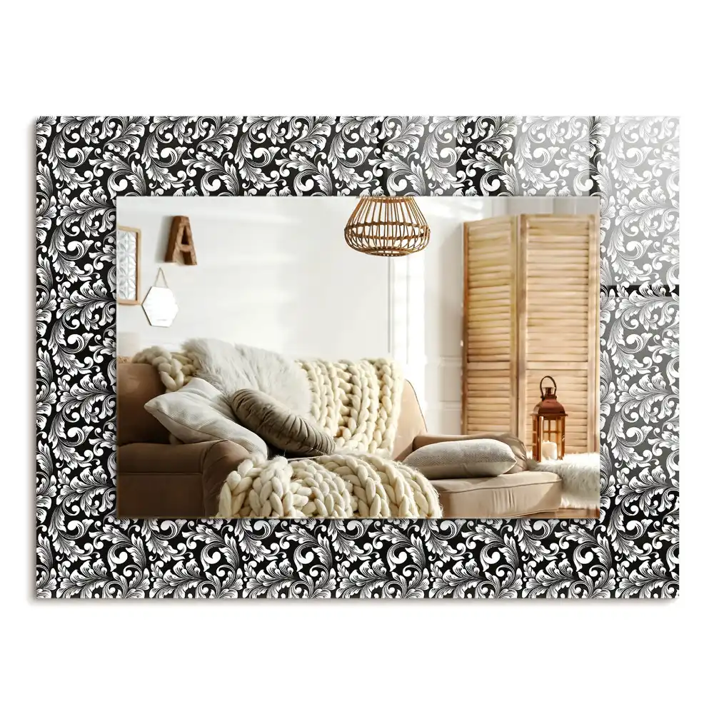 Specchio rettangolare decoro Ornamenti in bianco e nero