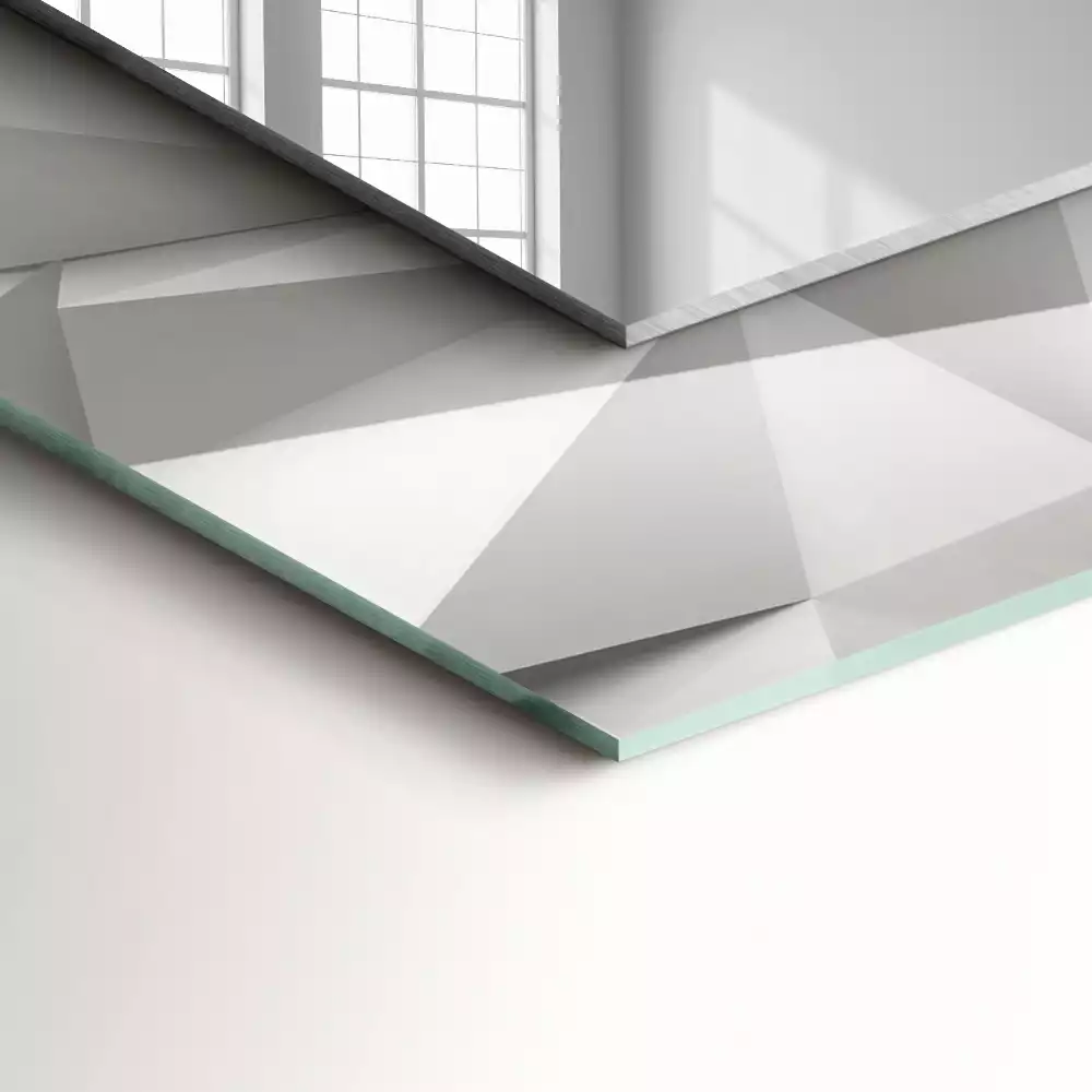 Specchio rettangolare con cornice stampata Forme geometriche astratte