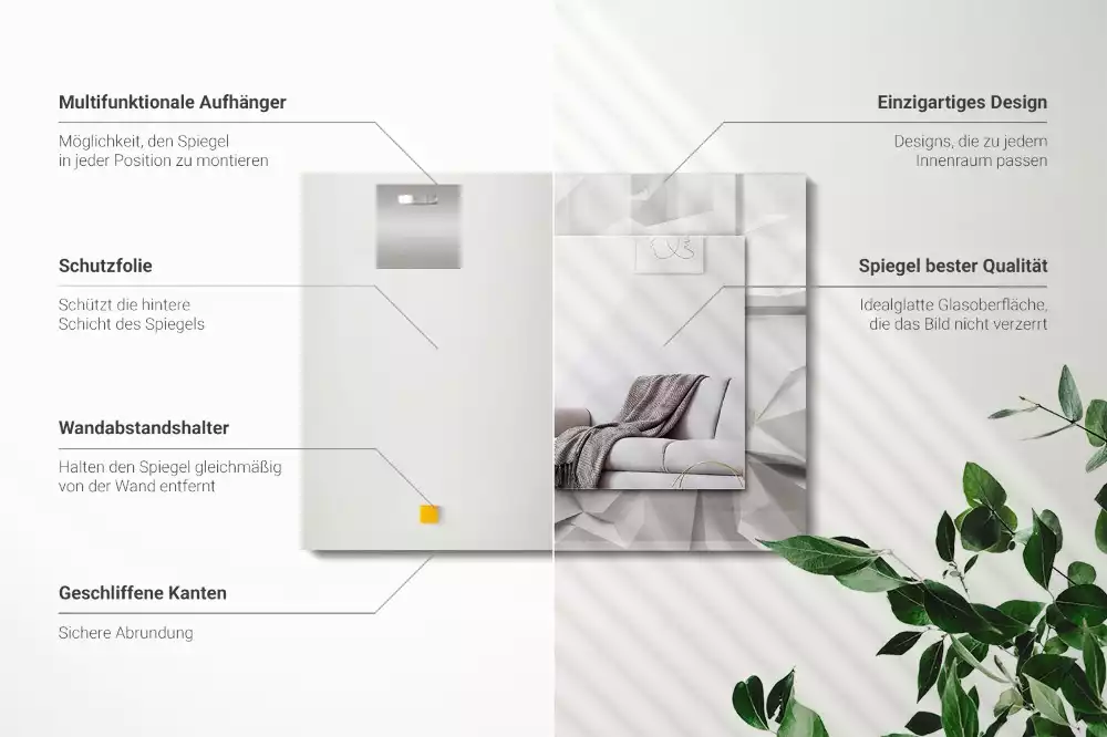 Specchio rettangolare con cornice stampata Forme geometriche astratte