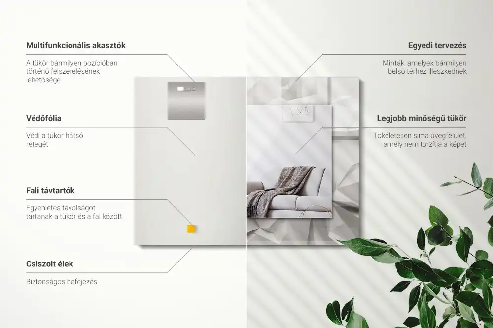 Specchio rettangolare con cornice stampata Forme geometriche astratte