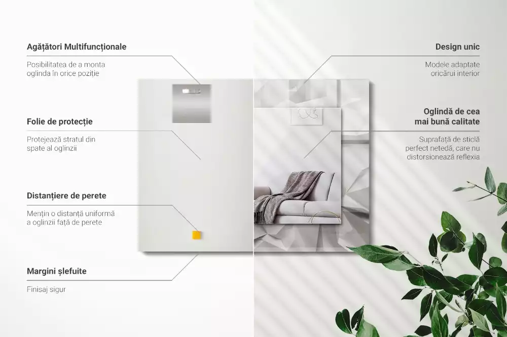 Specchio rettangolare con cornice stampata Forme geometriche astratte