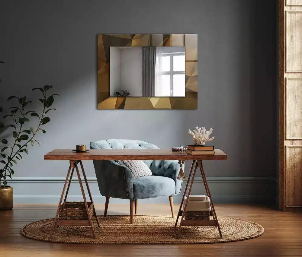 Specchio rettangolare stampato forme geometriche