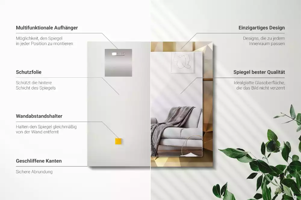 Specchio rettangolare stampato forme geometriche