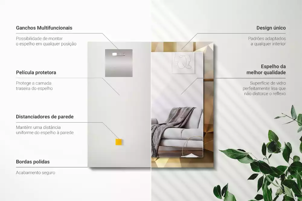 Specchio rettangolare stampato forme geometriche