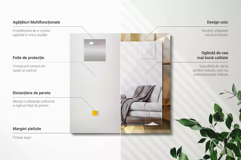 Specchio rettangolare stampato forme geometriche