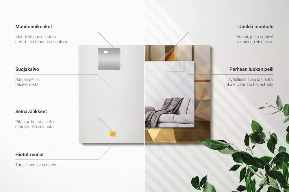 Specchio rettangolare stampato forme geometriche