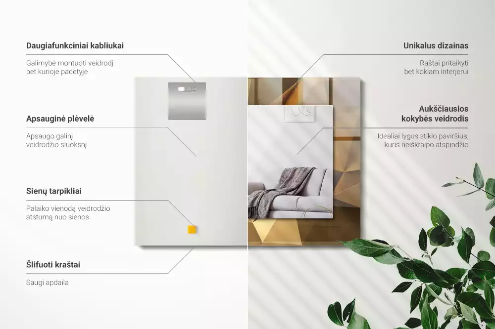 Specchio rettangolare stampato forme geometriche