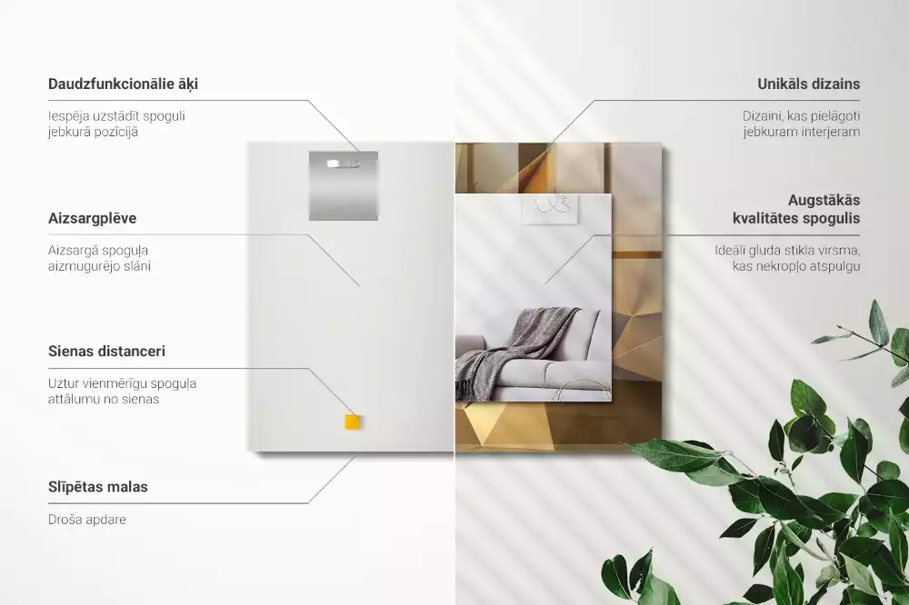 Specchio rettangolare stampato forme geometriche