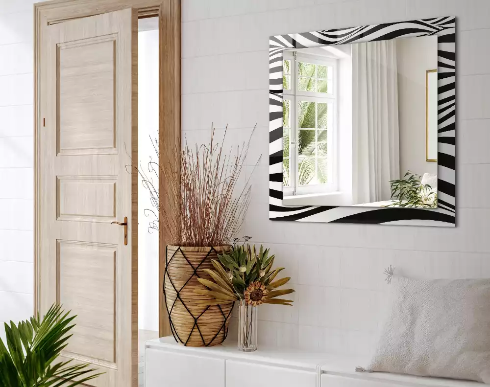 Specchio rettangolare decoro Onde bianche e nere