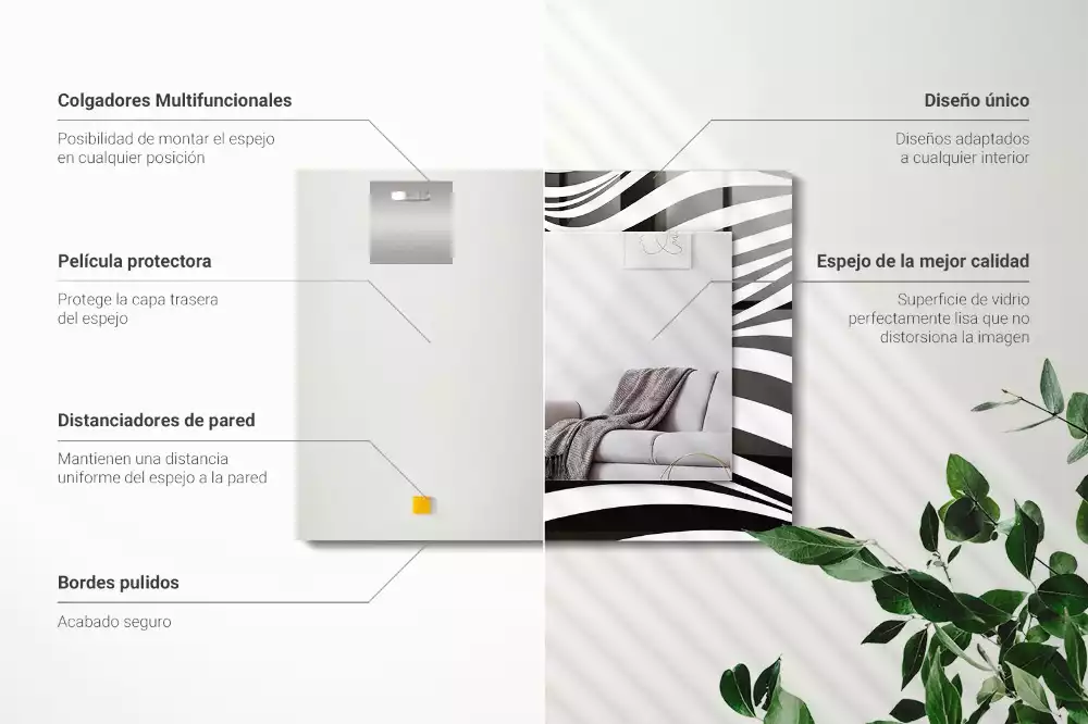 Specchio rettangolare decoro Onde bianche e nere