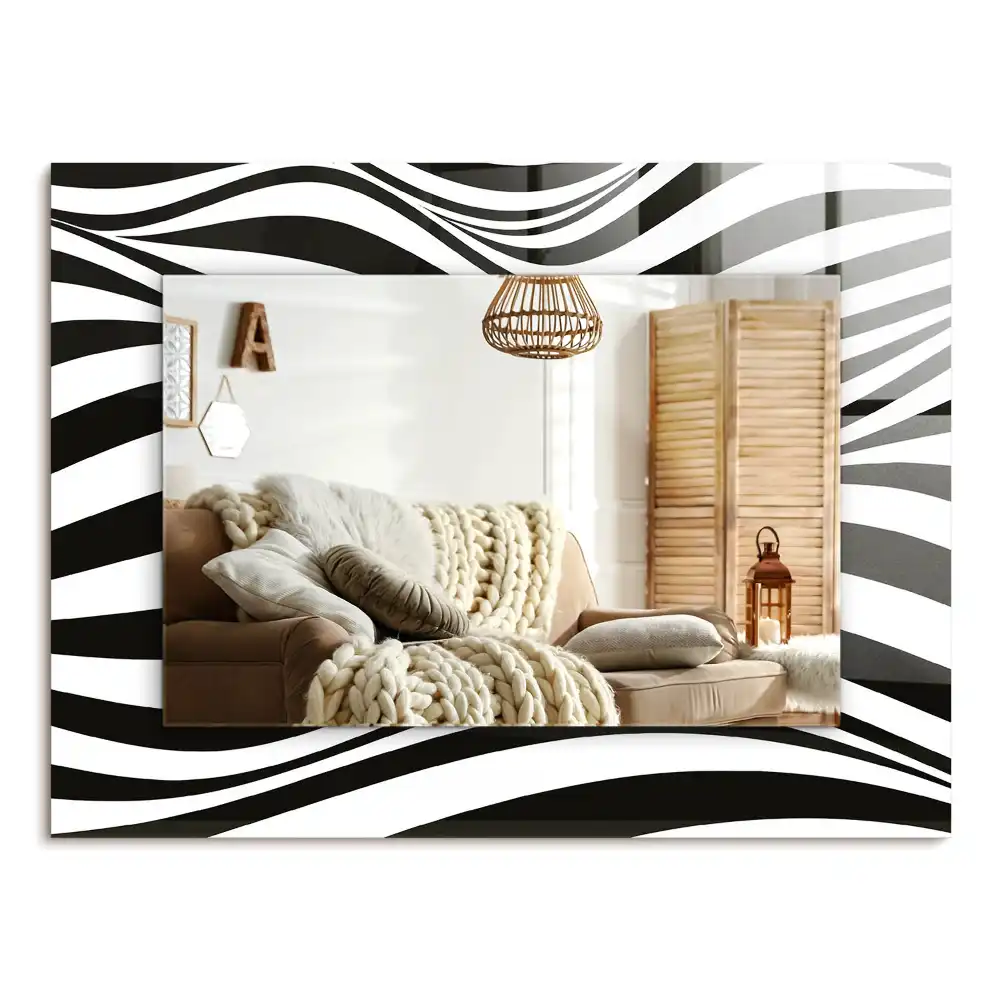 Specchio rettangolare decoro Onde bianche e nere