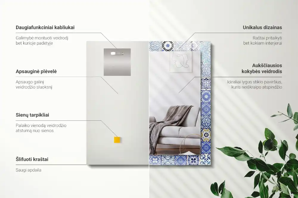 Specchio rettangolare stampato motivi marocchini