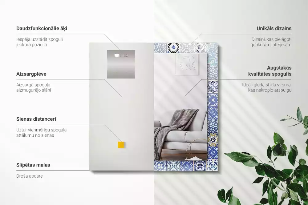 Specchio rettangolare stampato motivi marocchini