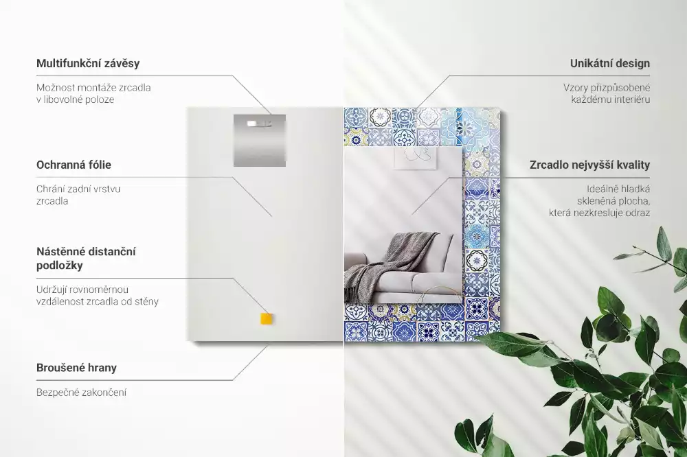 Specchio rettangolare stampato motivi marocchini