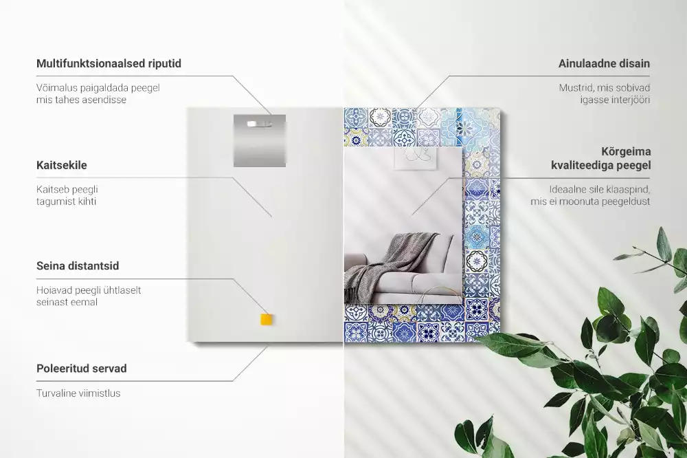 Specchio rettangolare stampato motivi marocchini