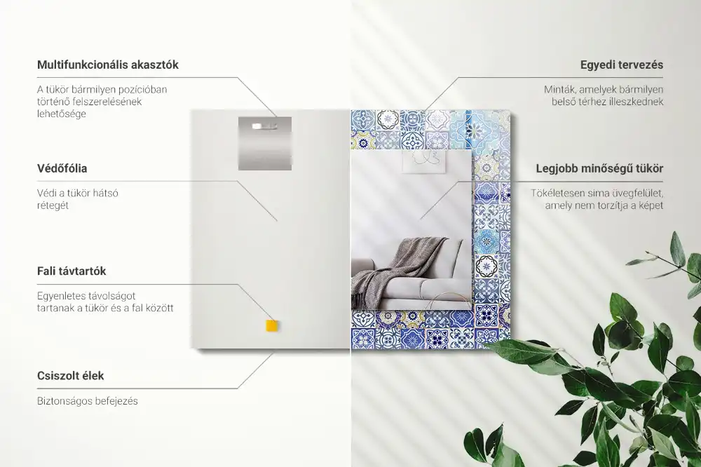 Specchio rettangolare stampato motivi marocchini