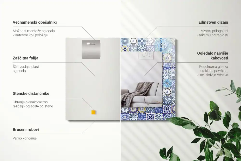 Specchio rettangolare stampato motivi marocchini