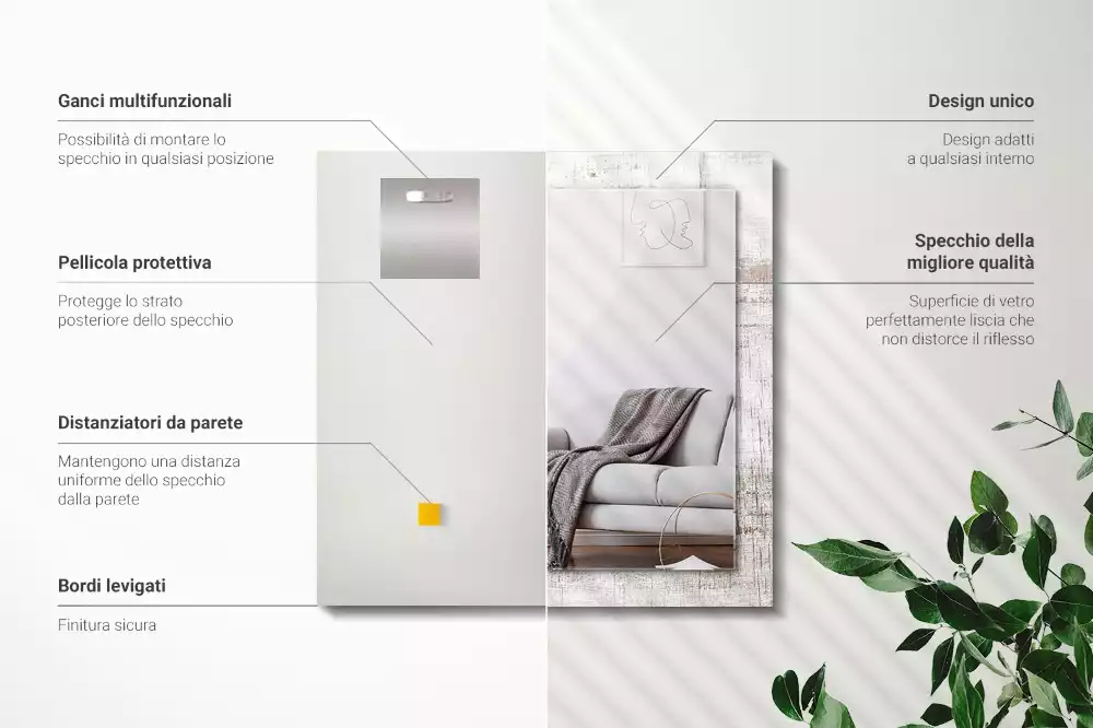 Specchio rettangolare decoro Legno vecchio