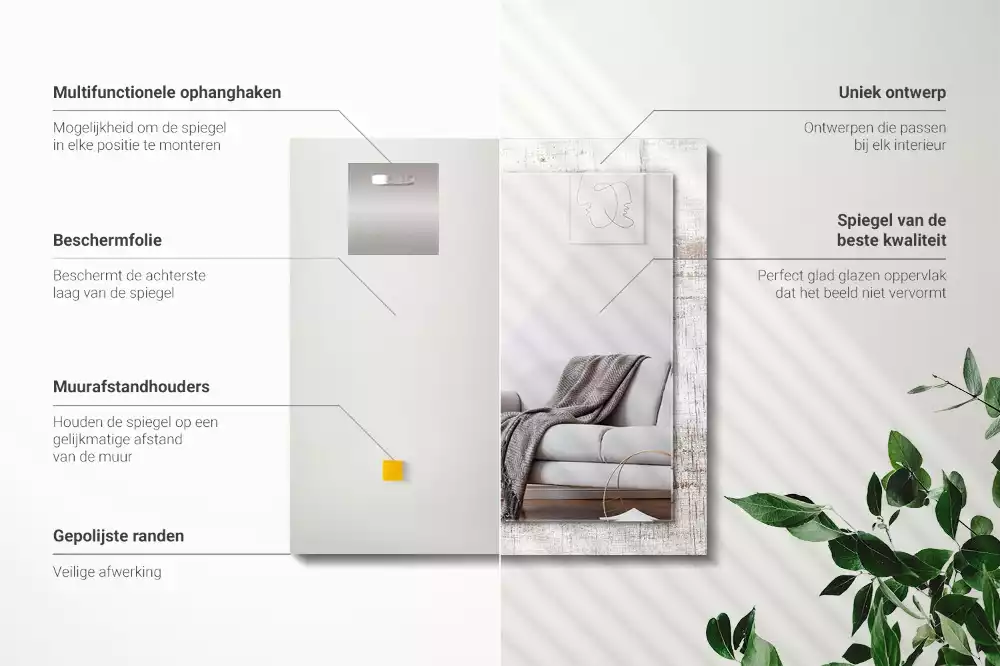 Specchio rettangolare decoro Legno vecchio