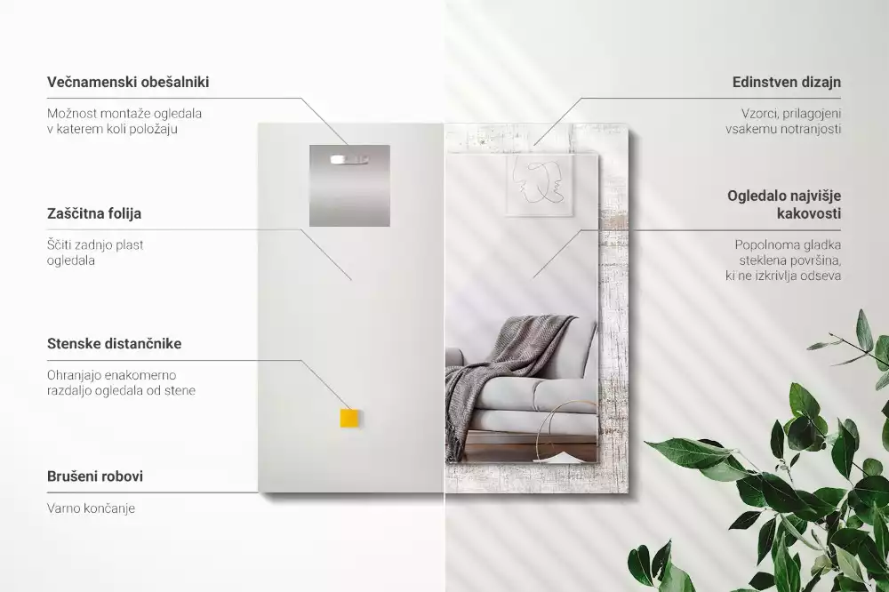 Specchio rettangolare decoro Legno vecchio