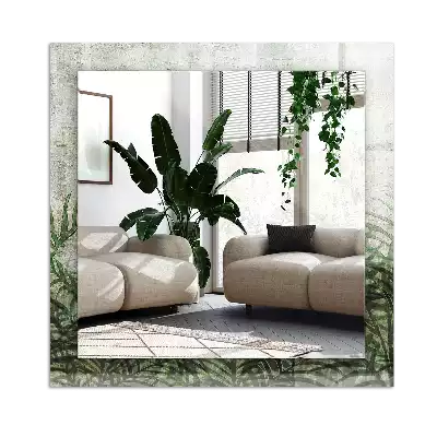 Specchio rettangolare con cornice stampata Foglie di felce verdi