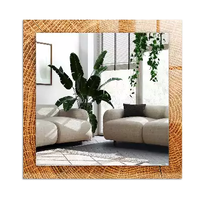 Specchio rettangolare con cornice stampata Sezione trasversale di un tronco d'albero con anelli di crescita