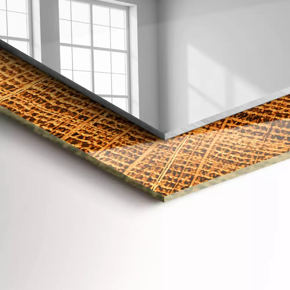 Specchio rettangolare con cornice stampata Sezione trasversale di un tronco d'albero con anelli di crescita