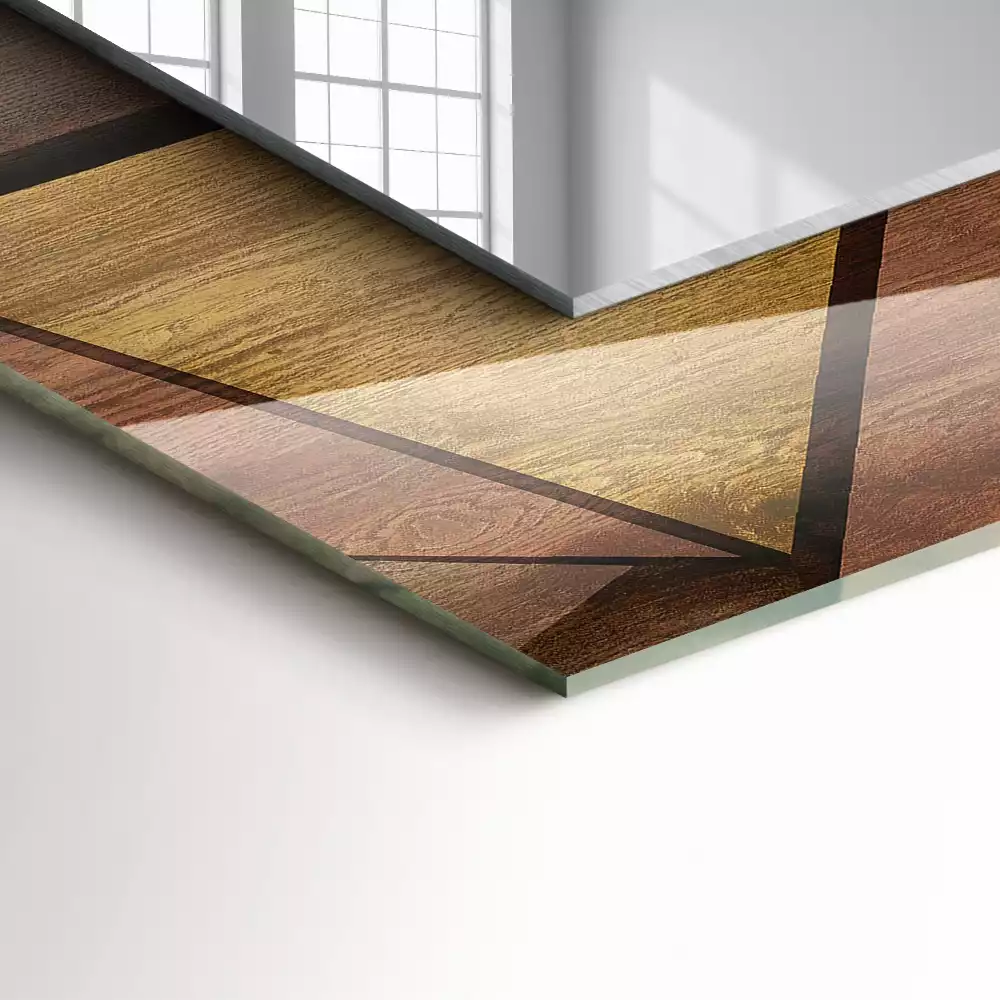 Specchio rettangolare stampato Motivi geometrici in legno