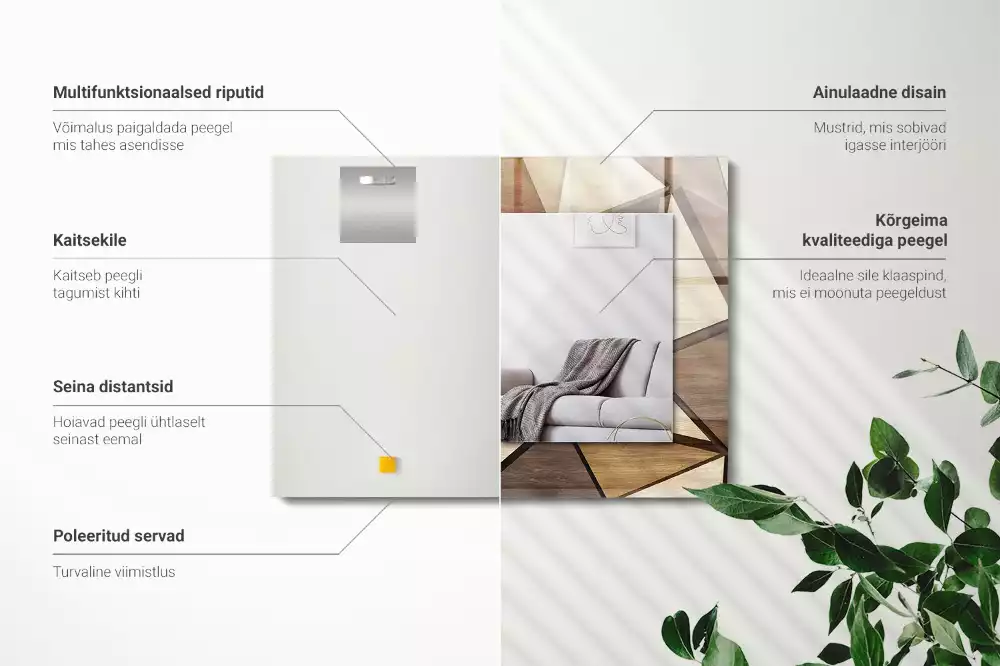 Specchio rettangolare stampato Motivi geometrici in legno