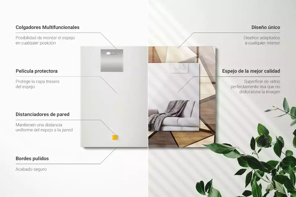 Specchio rettangolare stampato Motivi geometrici in legno