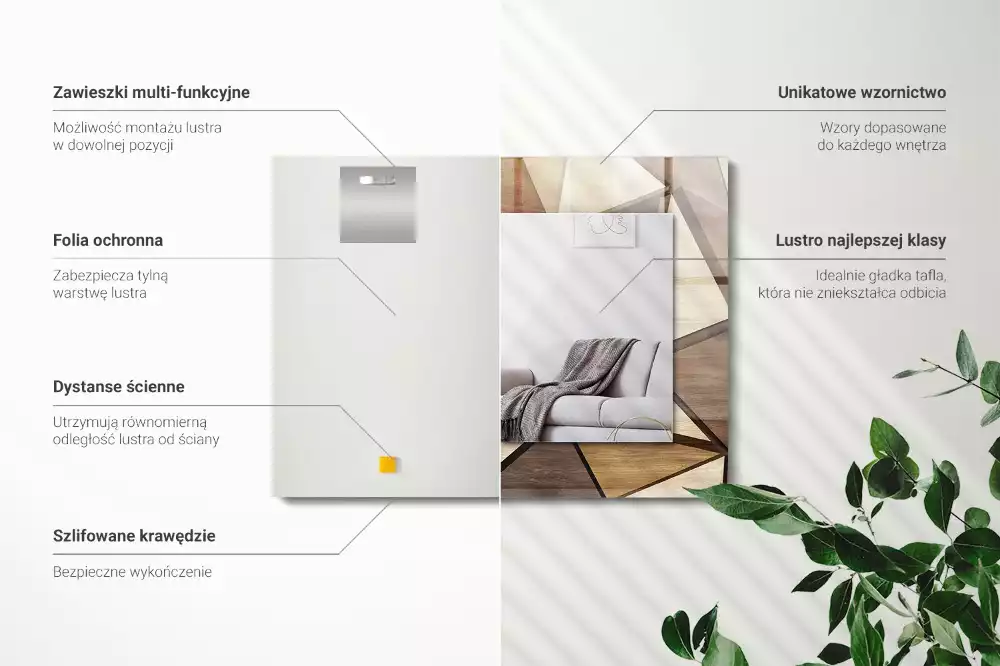 Specchio rettangolare stampato Motivi geometrici in legno