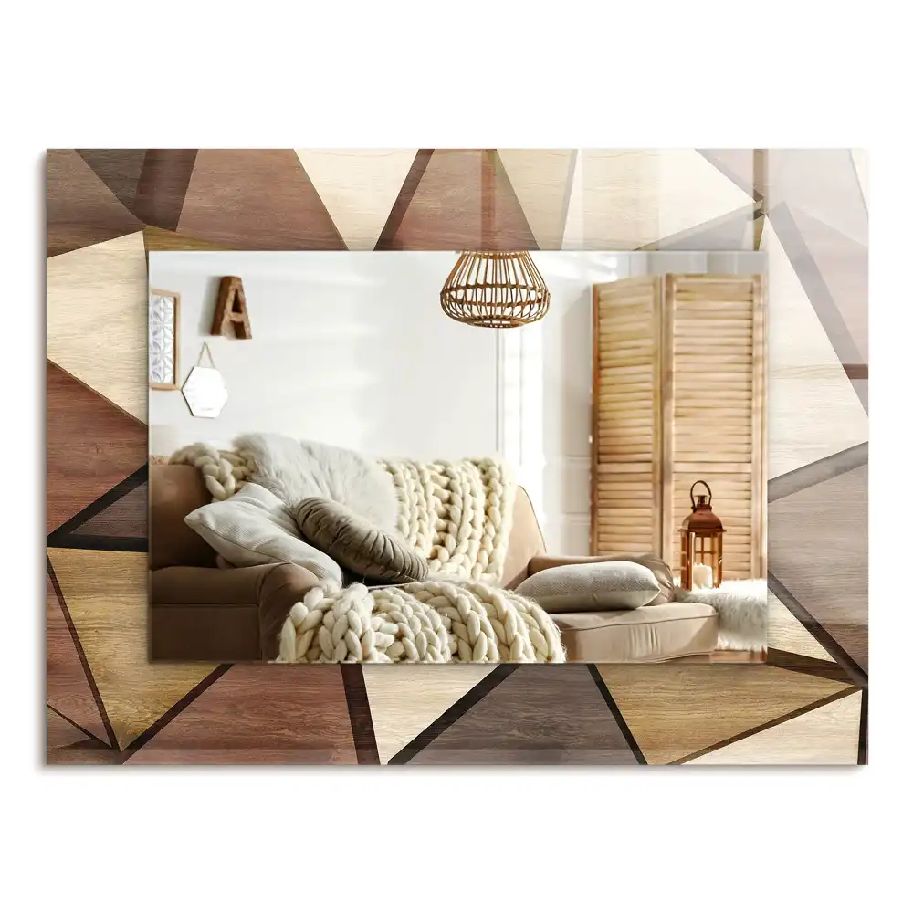 Specchio rettangolare stampato Motivi geometrici in legno