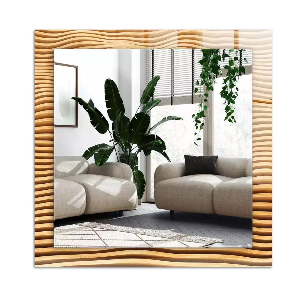 Specchio rettangolare decoro Onde di legno