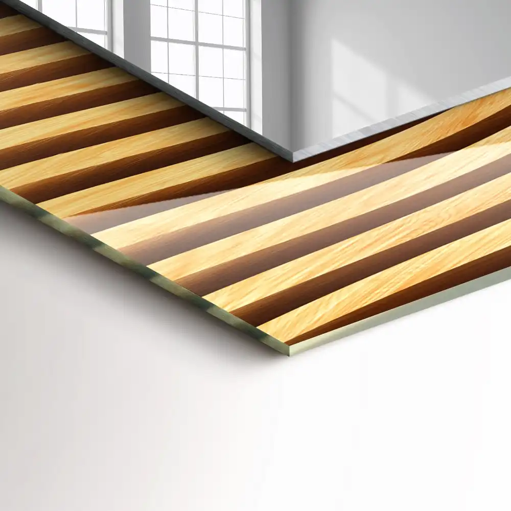 Specchio rettangolare decoro Onde di legno