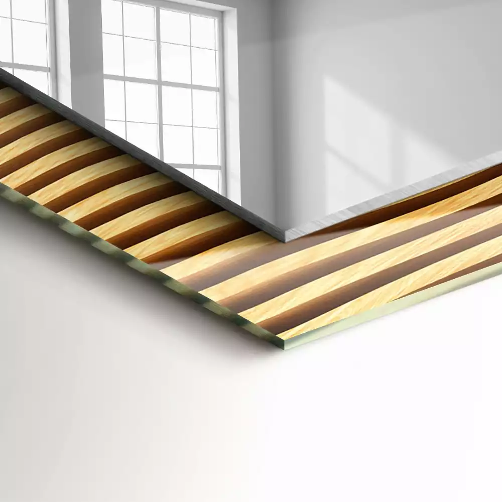 Specchio rettangolare decoro Onde di legno