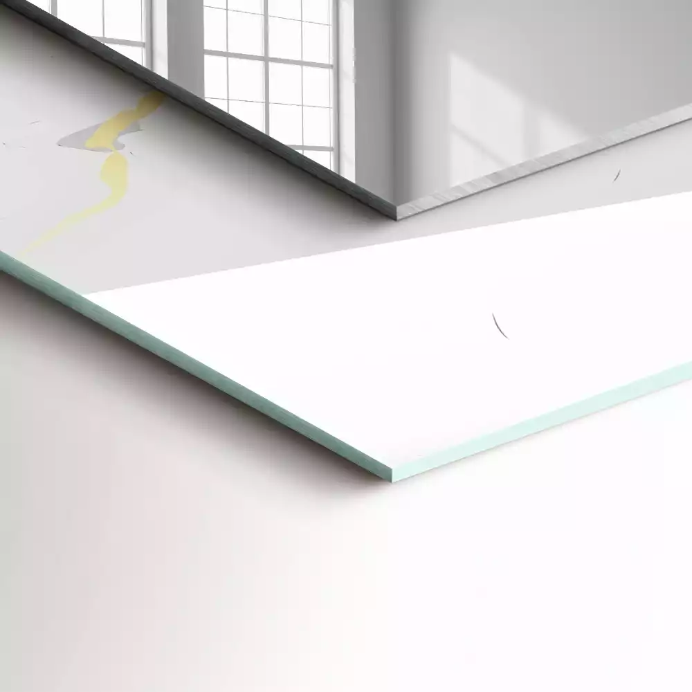 Specchio rettangolare con cornice stampata Motivo in marmo bianco