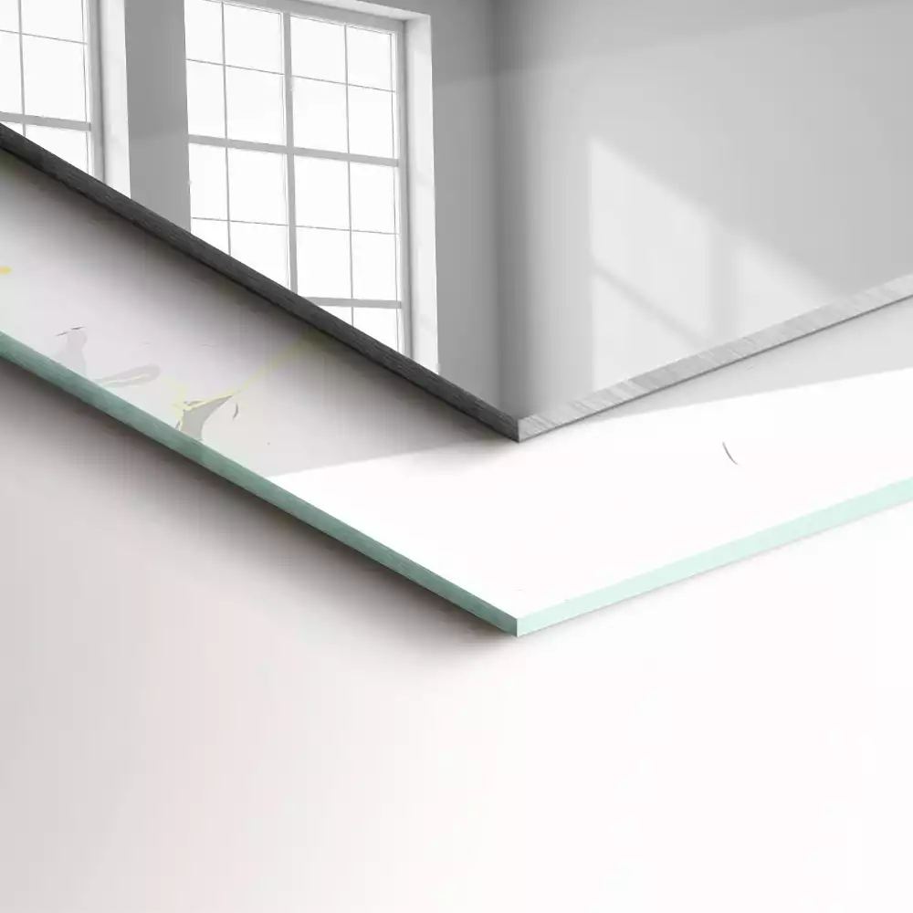 Specchio rettangolare con cornice stampata Motivo in marmo bianco