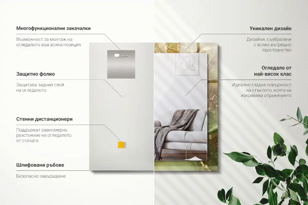 Specchio rettangolare stampato Arte astratta