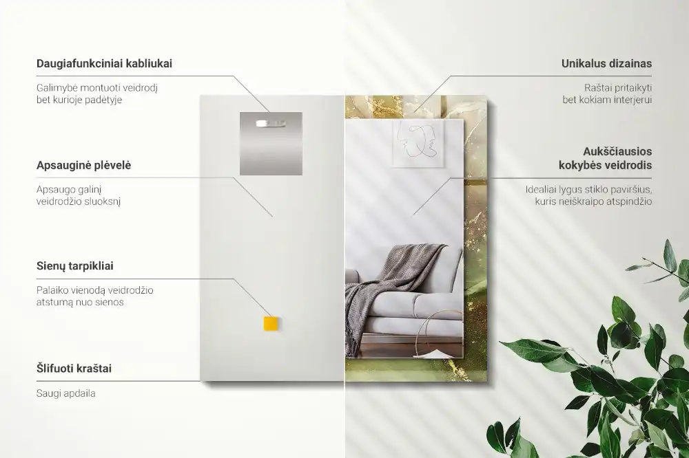 Specchio rettangolare stampato Arte astratta