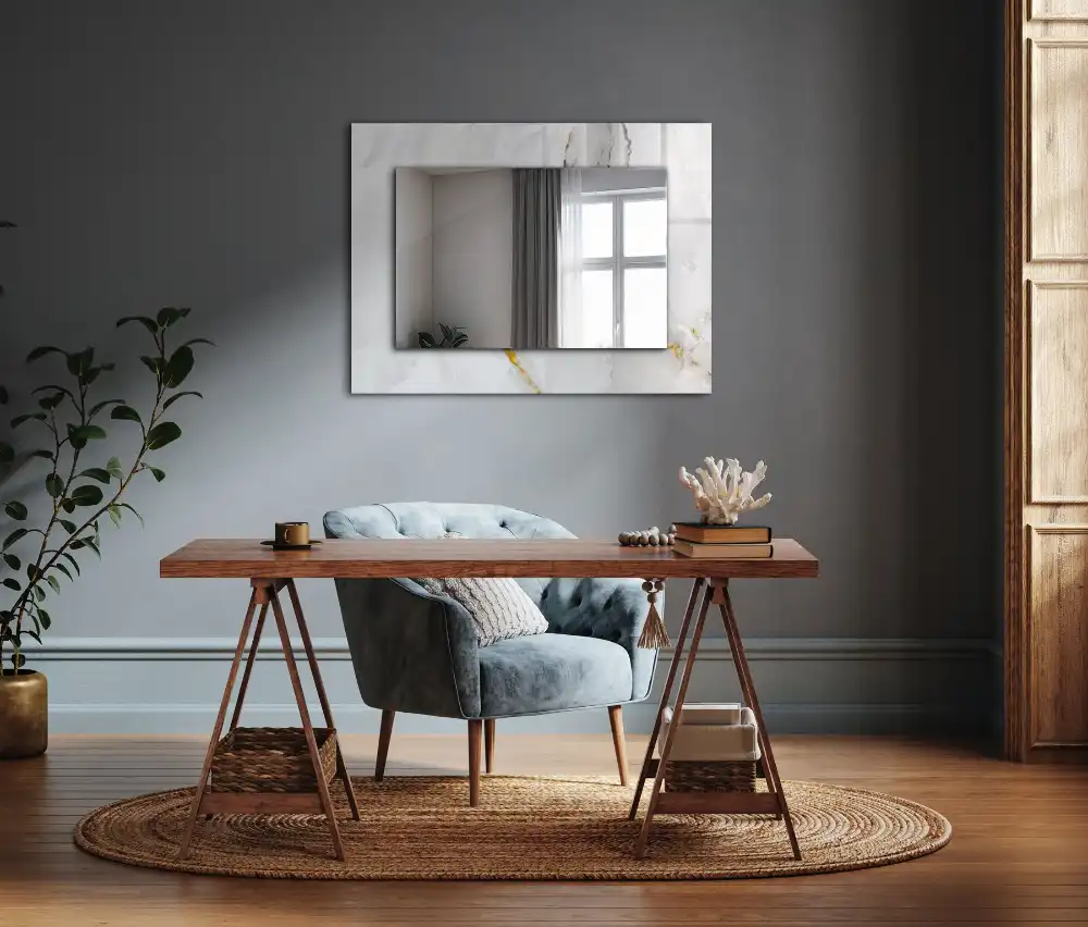 Specchio rettangolare decoro Motivo in marmo bianco