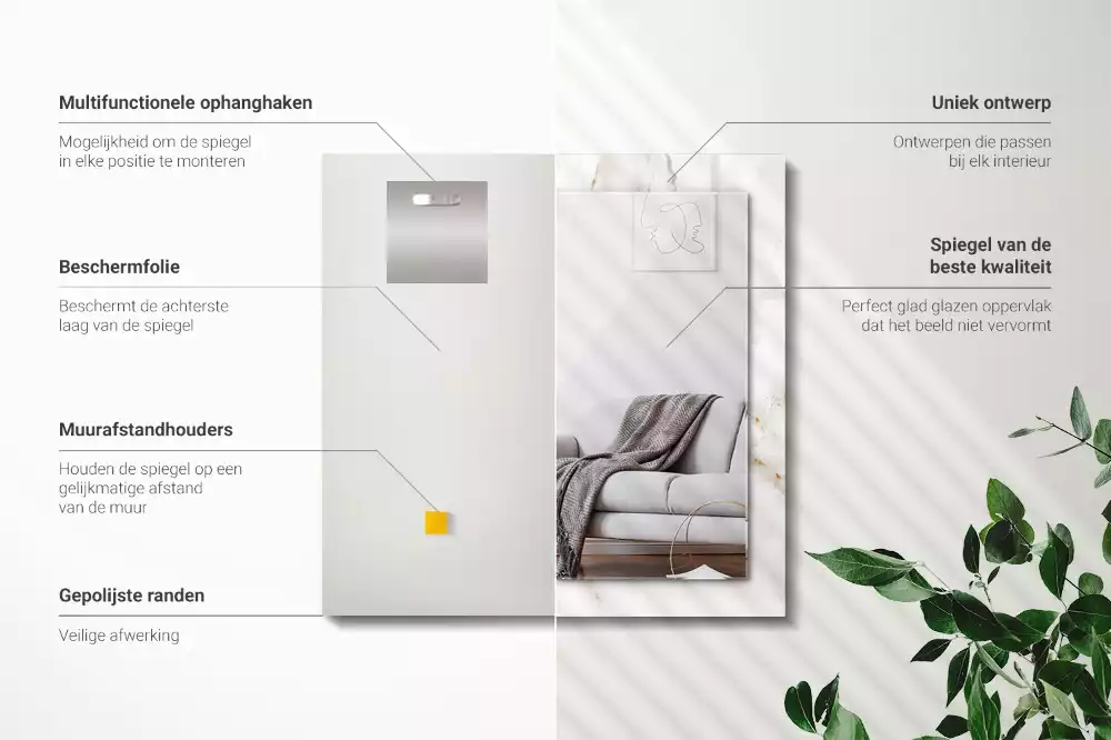 Specchio rettangolare decoro Motivo in marmo bianco