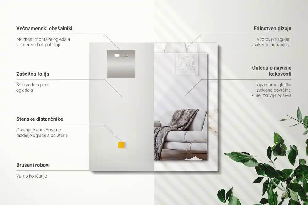 Specchio rettangolare decoro Motivo in marmo bianco