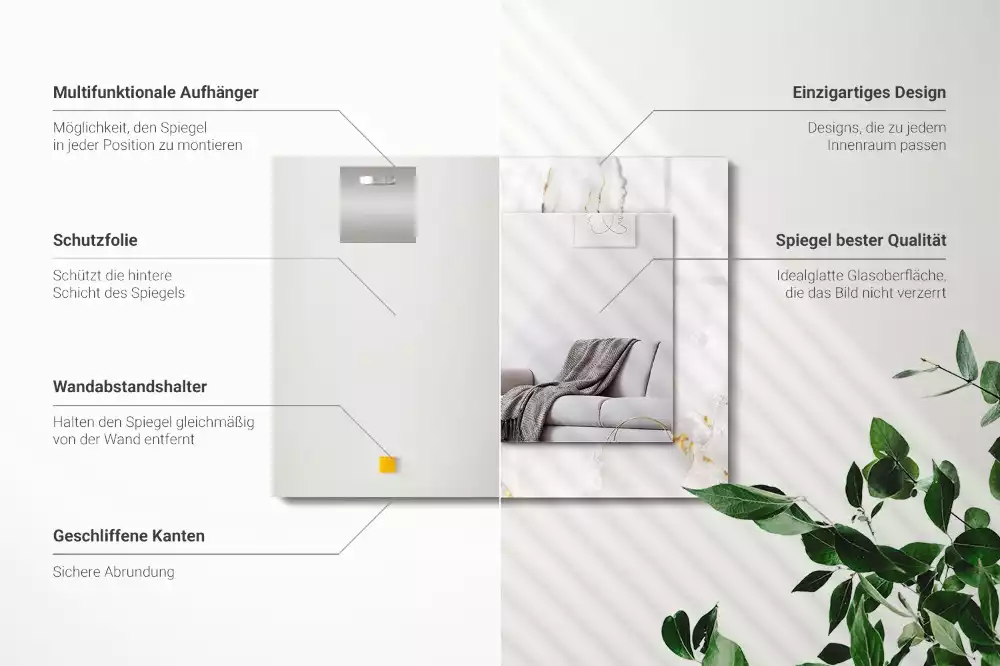 Specchio rettangolare decoro Motivo in marmo bianco