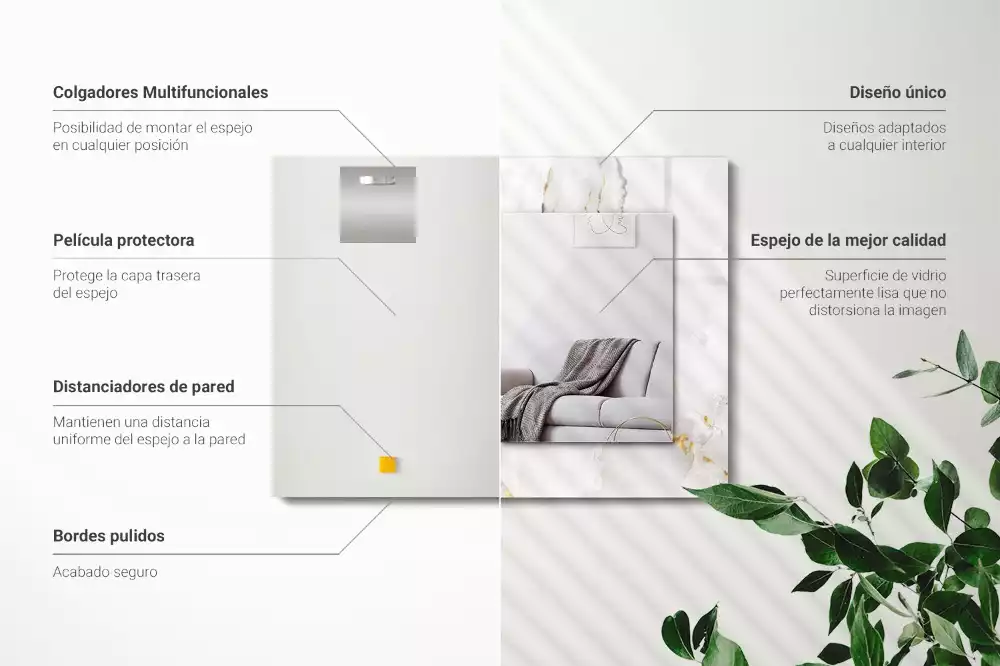 Specchio rettangolare decoro Motivo in marmo bianco