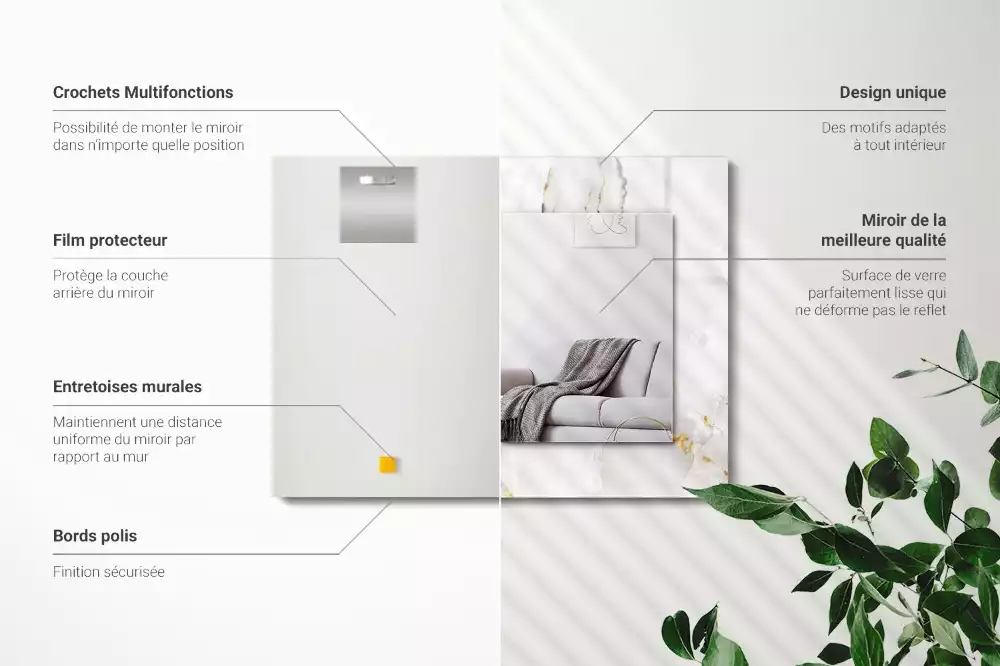 Specchio rettangolare decoro Motivo in marmo bianco