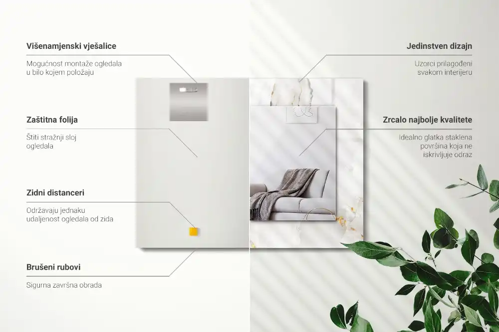 Specchio rettangolare decoro Motivo in marmo bianco