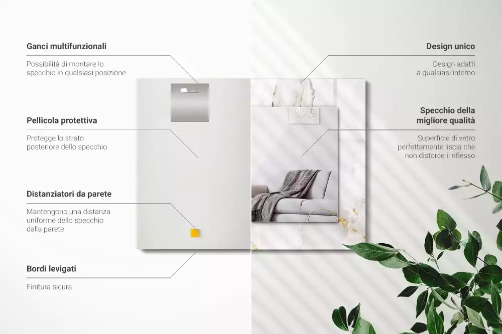 Specchio rettangolare decoro Motivo in marmo bianco