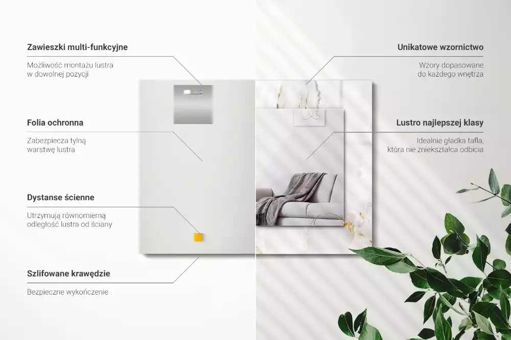 Specchio rettangolare decoro Motivo in marmo bianco